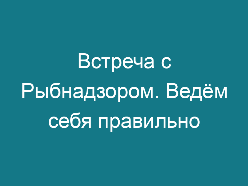 Встреча с Рыбнадзором. Ведём себя правильно